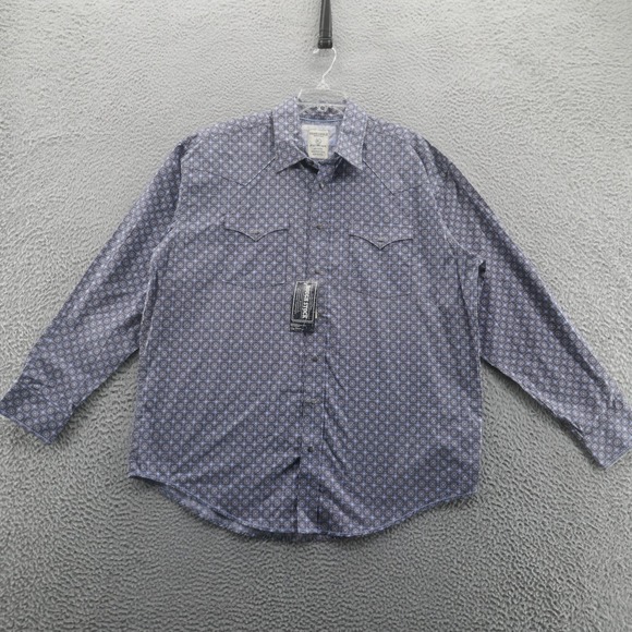 NWT Panhandle Rough Stock Pearl Snap Shirt XL Blue Mens Western Long Sleeve - Picture 1 of 15
